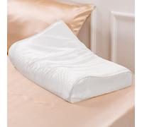 PROMEED Mulberry Silk Pillowcase for Contour Memory Foam Pillow, Natural 23 Momme Silk Memory Foam Pillow Case Cover, Pefect Fit for Royal Therapy Cervical Neck Pillow (White, Queen-24"x14.5"x5"/4.3")