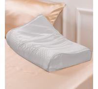 PROMEED Silk Pillowcase for Memory Foam Pillow, 23 Momme Mulberry Silk Pillow Case for Cervical Pillow, Smooth Silk Pillow Cover for Contour Pillow (Light Grey, Queen-24"x14.5"x5"/4.3")