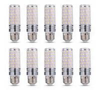 PromeLux 10PCS E27 Corn Silver LED Bulbs 8W-16W | Warm/Natural White 3000K/4500K/6500K Smooth Dimming bi pin bulbs for ceiling fans, chandeliers, sconces, pole lights and