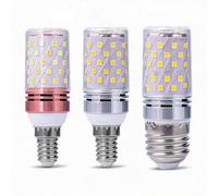 PromeLux 3PCS E14/E27 Screw Corn Rose Gold Silver LED Bulb 120V-230V 8W-16W | E14 E27 Screw Base Corn Rose Gold Silver LED Bulbs Warm White 3000K Dimmable Halogen Replace 60W, Wide Voltage, Chandelier