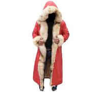 PROMENADE CHIC Christmas Chronicals Fur Shearling Leather Santa Coat - Santa Claus Red Coat - Buy Two Get One Free - Christmas Offer
