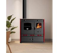 Prometey Ltd. Fireplace with Oven Compartment and Hob, 7.38 kW Metal, Black/Red, Wood