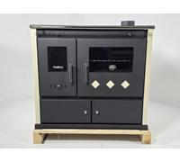 Prometey Praktik Lux Eco Wood Burning Cooker - Ivory Side Panels, Cast Iron Hotplate Energy Class, 7.5-12 kW, Oven & Large Firebox, EcoDesign 2022 Compliant