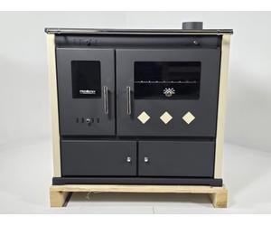 Prometey Praktik Lux Eco Wood Burning Cooker - Ivory Side Panels, Cast Iron Hotplate Energy Class, 7.5-12 kW, Oven & Large Firebox, EcoDesign 2022 Compliant