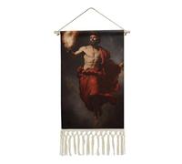Prometheus Carrying Fire Greek Myth Hanging Wall Art Poster Cotton Linen Picture for Home Decor with Tassel
