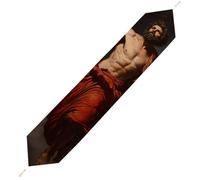 Prometheus Carrying Fire Greek Myth Plush Table Runner Boho Country Farmhouse Kitchen Dining Table Decoration 178*33cm