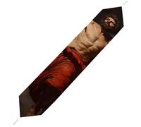 Prometheus Carrying Fire Greek Myth Plush Table Runner Boho Country Farmhouse Kitchen Dining Table Decoration 229*33cm