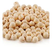 Prometis 200pcs 10mm Natural Bamboo Sustainable Growth Round Beads Gorgeous Craft Handmade Polished Spacer Mala Pray Beads with Elastic Cord for Bracelets DIY Rosary Tasbih Jewelry Making