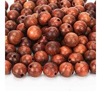 Prometis 200pcs 10mm Natural Round Wooden Loose Craft Beads Gorgeous Handmade Polished Sandalwood Spacer Beads for Jewelry Making (Burmese pear Wood(200pcs), 10mm Diameter)