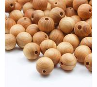 Prometis 200pcs 10mm Natural Sandalwood Round Beads Gorgeous Craft Handmade Polished Spacer Beads with Elastic Cord for Bracelets Necklace DIY Jewelry Making