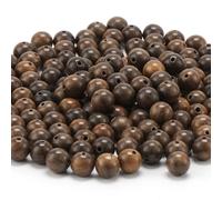 Prometis 200pcs 10mm Natural Sandalwood Round Beads Gorgeous Craft Handmade Polished Spacer Mala Pray Beads with Elastic Cord for Bracelets DIY Rosary Tasbih Jewelry Making
