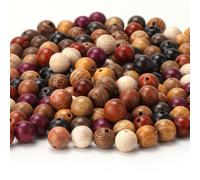 Prometis 200pcs 8mm Natural Sandalwood Round Beads Gorgeous Craft Handmade Polished Spacer Mala Pray Beads with Elastic Cord for Bracelets DIY Rosary Tasbih Jewelry Making