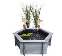 Promex Grey Raised Hexagon Garden Solar Pond Set - 1M Width