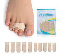Promifun 10 Pack Fabric Hammer Toe Corrector, Reusable Broken Toe Protectors Taped Wraps, Hammertoe Straightener, Toe Splint for Broken Toe, Crooked Toes, Bent Toes （Brown 5L+5S）