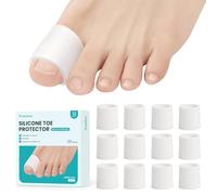Promifun Silicone Toe Protectors - 12 Pack Gel Toe Caps Toe Sleeves for Hammer Toes, Corns, Calluses, Blisters - Soft Toe Tubes for Pain Relief, Missing or Ingrown Toenails (White,12L)