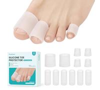 Promifun Silicone Toe Protectors - 12 Pack Gel Toe Caps Toe Sleeves for Hammer Toes, Corns, Calluses, Blisters - Soft Toe Tubes for Pain Relief, Missing or Ingrown Toenails (Clear,2L+6M+4S)