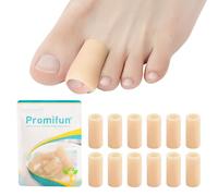 Promifun Silicone Toe Protectors - 12 Pack Silicone Toe Sleeve for Hammer Toes, Corns, Calluses, Blisters - Soft Gel Toe Tube Pads for Pain Relief - Toe Separators for Overlapping Toes (Beige)