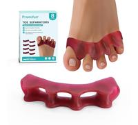 Promifun Silicone Toe Separators for Overlapping Toes, 4 Pairs Bunion Corrector for Women/Men, Soft Toe Spacers Toe Straighteners - Dividers to Correct Bunions, Hammertoes, Bent Toes (Red)
