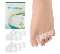 Promifun Toe Separators, 2 Pairs of Soft Gel Toe Spacers for Correcting Bunions, Toe Stretcher for Relieving Plantar Fasciitis, Claw Toe, Hammertoe, Foot Pain in Men and Women (Clear + L)