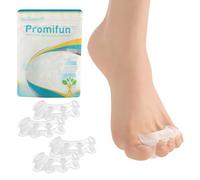 Promifun Toe Separators, 2 Pairs of Soft Gel Toe Spacers for Correcting Bunions, Toe Stretcher for Relieving Plantar Fasciitis, Claw Toe, Hammertoe, Foot Pain in Men and Women (Clear + S)