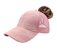 ProMindFun Women Ponytail Baseball Cap Messy High Bun Trucker Camouflage Adjustable Dad Hat - Pink - M