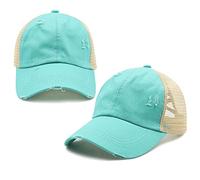 ProMindFun Womens Criss Cross Ponytail High Messy Bun Hats Distressed Baseball Caps Unconstructed Washed Dad Hat Girls Trucker Ponycaps - - 54-60 cm