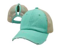 ProMindFun Womens Criss Cross Ponytail High Messy Bun Hats Distressed Baseball Caps Unconstructed Washed Dad Hat Girls Trucker Ponycaps - - 54-60 cm