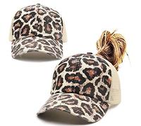 ProMindFun Womens Washed Distressed Cotton Baseball Caps High Messy Bun Ponytail Unconstructed Dad Hats Girls Sun Hat - - 7.125