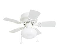 Prominence Home Hero, 28 Inch Traditional Flush Mount Indoor LED Ceiling Fan with Light, Pull Chain, Dual Finish Blades, Reversible Motor - 41530-01 (White)