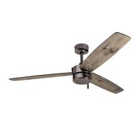 Prominence Home Journal Ceiling Fan - 52-in Dual Mount Indoor Outdoor Fan with Pull Chain - Ceiling Fan with No Light - Contemporary Room Fan - Model 51024-01 (Gun Metal)
