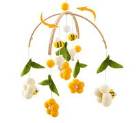 Promise Babe Bumblebee Baby Cot Mobile - Handcrafted Felt Bee & Flower Nursery Nursery Decor Cute Crib Mobiles for Baby & Shower Gift