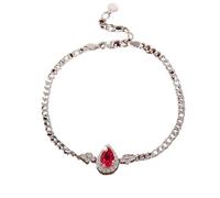 Promise Bracelet, Wedding Bracelets for Women Drop with 1.2ct Lab Created Ruby and Moissanite 9K White Gold 17+5cm