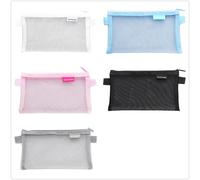 PROMISE FLOURISH Pencil Case Set, Clear Exam Pencil Pouch, Mesh Zipper Pen Pouch, Nylon Pencil Storage Pouch, Makeup Bag for Women, Portable Office Stationery Pouch for Students Adults (5Colour)