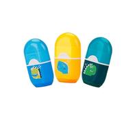 PROMISE FLOURISH Pencil Sharpener with Eraser 3 Pack, Manual Pencil Sharpener and Eraser 2 in 1 (Dinosaur Patterns)