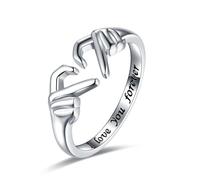 Promise Heart Ring, 925 Sterling Silver Pinky Ring for Women Mothers, Love Claddagh Ring with Statement Eternity Ring for Women, Sterling Silver, No Gemstone