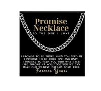 Promise Necklace for Him Silver Cuban Link Chain for Men 7MM Thick Stainless Steel Chain Sentimental Gifts for Husband Anniversary Birthday Valentines Christmas Gifts for Boyfriend,Husband