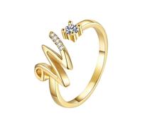 Promise Ring 26 English Alphabet Ring For Women Versatile Open Ended Adjustable Valentine's Day Valentine's Day Gift Couple Giving Each Gifts (W, One Size)