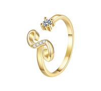 Promise Ring 26 English Alphabet Ring For Women Versatile Open Ended Adjustable Valentine's Day Valentine's Day Gift Couple Giving Each Gifts (S, One Size)