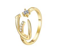 Promise Ring 26 English Alphabet Ring For Women Versatile Open Ended Adjustable Valentine's Day Valentine's Day Gift Couple Giving Each Gifts (E, One Size)