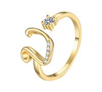 Promise Ring 26 English Alphabet Ring For Women Versatile Open Ended Adjustable Valentine's Day Valentine's Day Gift Couple Giving Each Gifts (U, One Size)