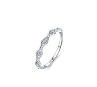 Promise Ring 925 Sterling Silver, Ring Women Silver Diamond Shaped Hollow Micro Paved with Round Shape White Cubic Zirconia Size J 1/2
