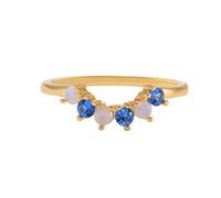 Promise Ring Band, Eternity Rings 14K Yellow Gold Round with Blue Round Lab Created Sapphire Size P 1/2
