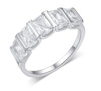 Promise Ring Daughter, Marriage Rings for Women Rectangular with 0.8ct Moissanite 9K White Gold Size S 1/2