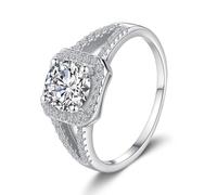 Promise Ring Daughter, Rings for Me Square and Round with 1ct Moissanite Silver 9K White Gold Size K 1/2