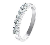 Promise Ring Daughter, The Promise Ring Silver Round with Moissanite 18K White Gold Size S 1/2