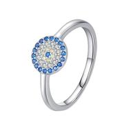 Promise Ring Daughter, The Wedding Band 9K White Gold Elegant with Blue Round Lab Created Sapphire Size Q 1/2