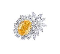 Promise Ring Daughter, Western Ring Luxury with Yellow Oval Shape 3ct Citrine 9K White Gold Size O 1/2