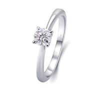 Promise Ring Daughter, White Gold Ring Thin 18K Classic Style 4 Claws with 0.5ct Created Diamond Size P 1/2