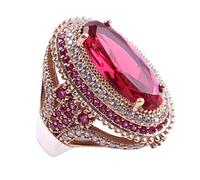 Promise Ring Double Color Red Big Ring Ladies Fashion Wedding Geometry Rings Size 6 10 (Rose Gold, 7)