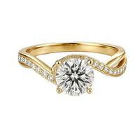 Promise Ring for Her, Rings for Me Twisted Band with Moissanite 14K Yellow Gold Size P 1/2